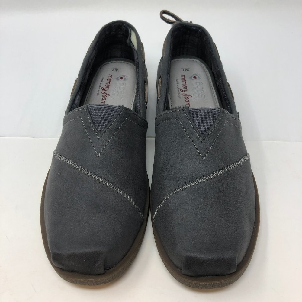 Women's Skechers BOBS Chill Luxe Buttoned up Flat Shoe Gray NIB Fast SHIPPING!